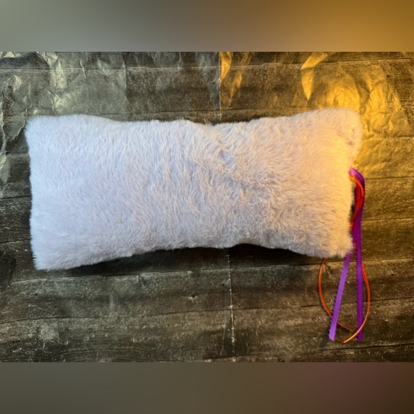 Cat Kicker Toy With Catnip Light Purple Faux Fur With Ribbons New - Picture 2 of 4